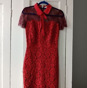 SANDRO LACE DRESS. RED. SIZE 1. SIZE 2US. Brand new without tag